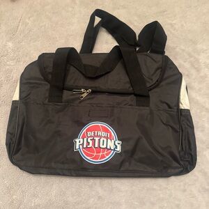 Detroit Pistons Duffel Bag Black Nylon Gym Travel Tote NWOT